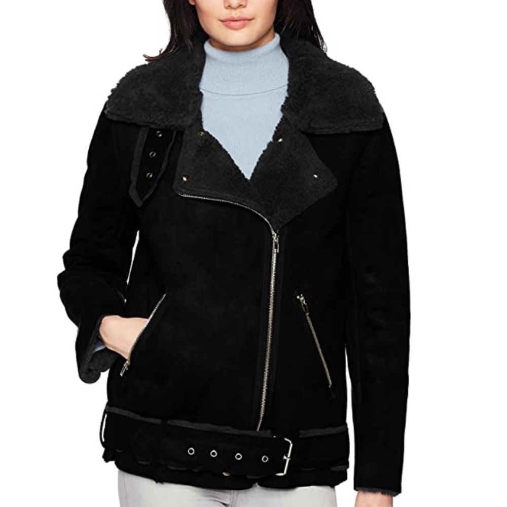 FAUX FUR BIKER JACKET